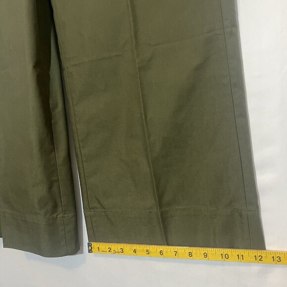 J. Crew Women Wide Leg Pants Size 8 High Rise Green Cotton Blend Zipper Pockets - Picture 8 of 10